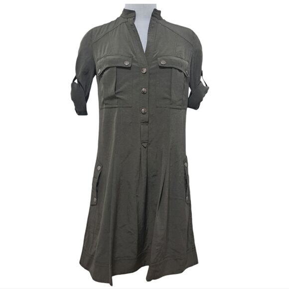 Diane Von Furstenberg Relaxed Fit Shirt Dress Army Green Size 2 - Picture 1 of 15